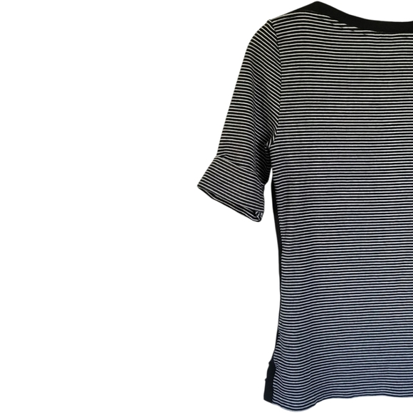 Lauren Ralph Lauren Striped Boatneck Top Black White Old Money Sz L Nautical - Picture 6 of 12
